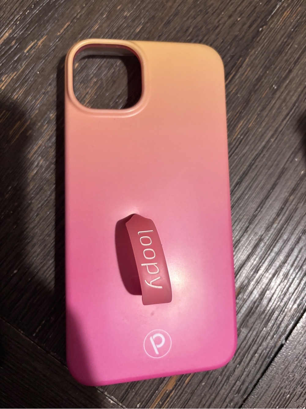 Loopy Case Pink to Peach Gradient Phone Case with Loopy Ring Grip iPhone 15 plus